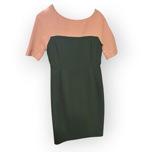 COS Forest Green and Pale Pink Shift Dress, EU 34